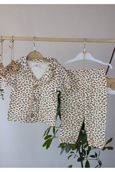 genybaby Kız Bebek 2'li Leoparlı Pijama Takımı 2'li Pijama Kombini