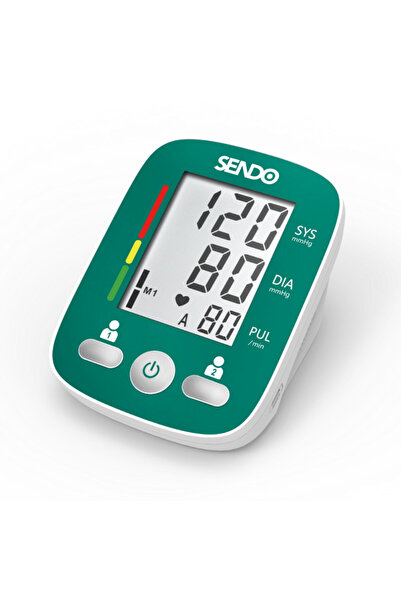 Sendo Un tensiometru, pentru 2 persoane, memorare 90 de măsurători, detectarea aritmiei, verde/alb