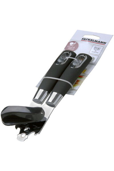 FACKELMANN 25961 Monaco can opener, Stainless steel, 21.2 cm, Black