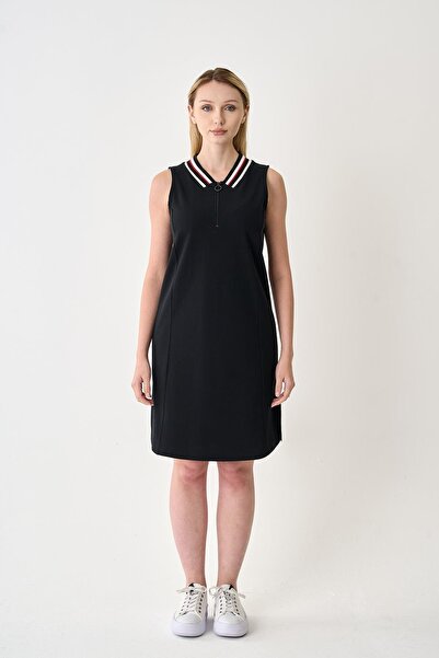 odelon Rochie neagră cu fermoar pentru femei