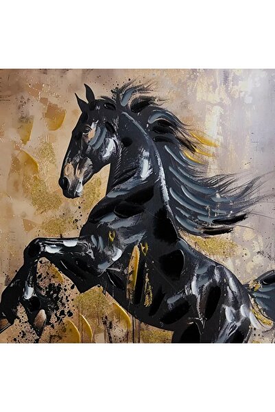 Generic Hand-painted wall art of Nairobi horses rearing - 90x2.5x60 cm