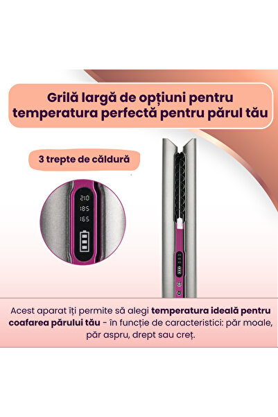 KindKare Cordless hair straightener, USB, PTC heating, 3 heat levels, compact, portable, autonomy ~60min