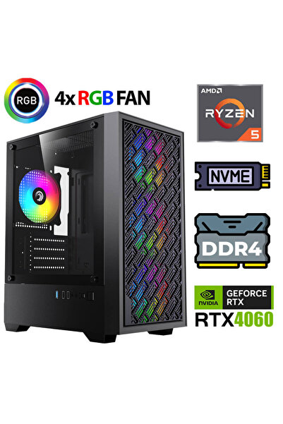 KİNGER KX380 Ryzen 5 5500 16GB Ram 512GB M.2 NVMe SSD 8GB RTX4060 Masaüstü Oy...
