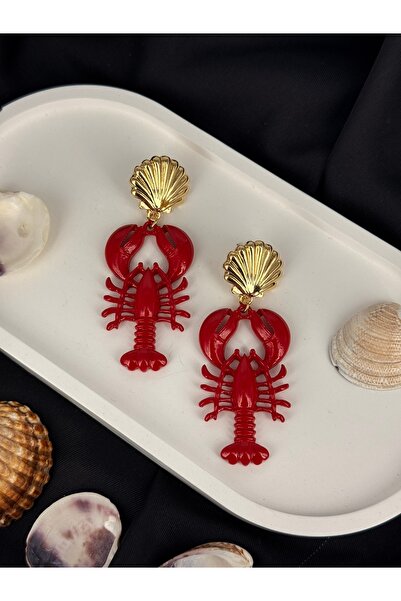 Unzilee Gold Oyster Detailed Crab Figured Dangle Brand Model Earrings