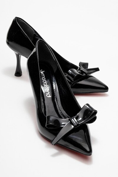 CCWAY AYAKKABI Γυναικεία ψηλοτάκουνα παπούτσια ΜΑΥΡΟ Λουστρίνι