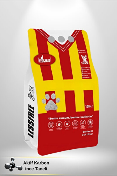 LESS FREE Cat Litter Aktif Karbon 10 Litre Kedi Kumu (Sarı Kırmızı Ambalaj)