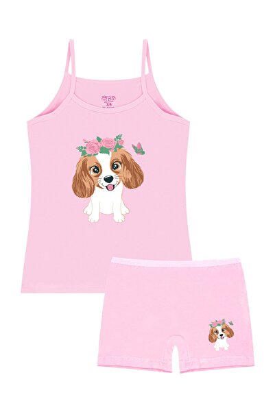 Öts Girl's Undershirt Boxer Lycra Pink Dog (96% Cotton - 4% Elastane)