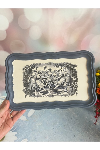 Bypinaryuksel Nostalgic Patterned Tray, Presentation Tray