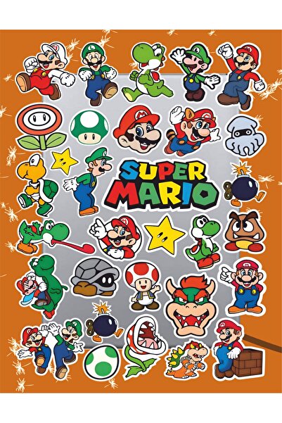 Hediyeni Al مجموعة ملصقات ماريو سيري 3 |   ملصق للكمبيوتر المحمول والدفتر والتابلت والهاتف ودفتر الملاحظات ومجلة البوليت