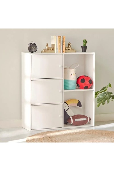 Generic Vanilla Junior 3-Door, 2-Shelf Open Storage Unit