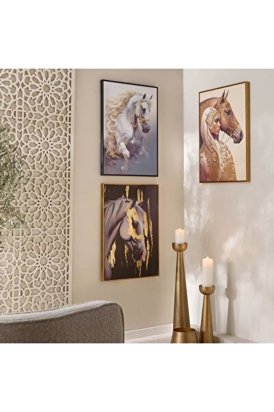 Generic لوحة جدارية مؤطرة من قماش "إقرأ سمرة" لسيدة مع حصان - 50x70x2.8 سم