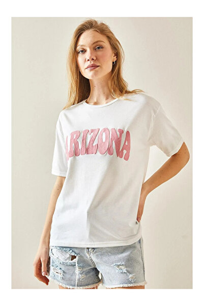 hazelin Γυναικείο μπλουζάκι με λαιμόκοψη σε λευκό ροζ Arizona HZL24S-DSB120261