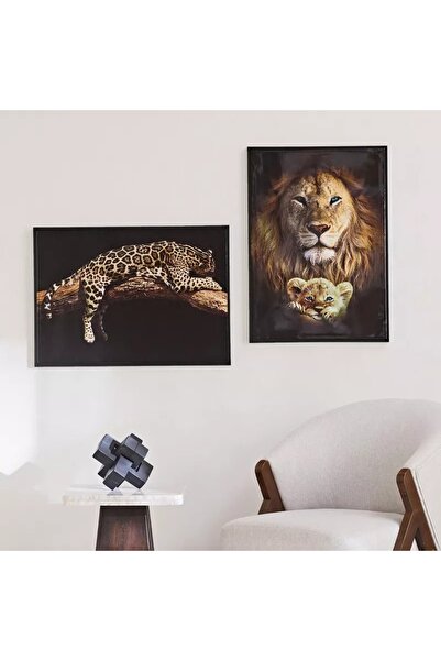 Generic صورة مؤطرة لأسد وشبل إيرسيل - 50x70x2.5 سم