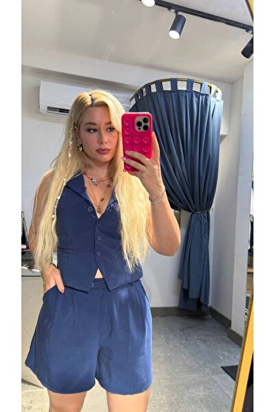 GLAM Saks şort yelek takım