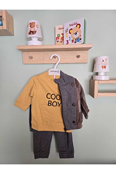 bebedex's Kışlık 3 lü önü baskılı erkek bebek takımı