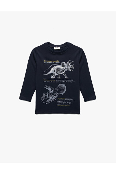 Koton Βαμβακερό μακρυμάνικο μπλουζάκι με στάμπα δεινοσαύρων