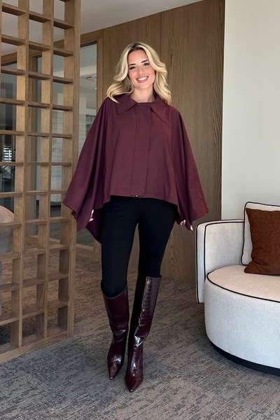 Laluvia Mürdüm Pelerin Model Trençkot - 7603