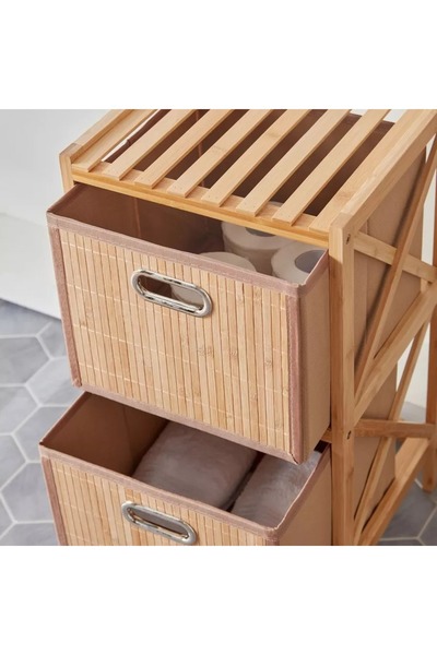 Generic Natura Bamboo Bathroom Cabinet with Two Drawers