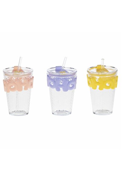 Tutku Glass Flask with Straw Glass 3291