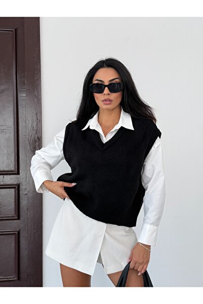 NOA LİNE سترة تريكو كبيرة الحجم بياقة على شكل حرف V