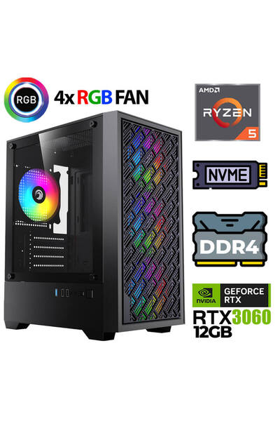 KİNGER KX360 Ryzen 5 5500 16GB Ram 512GB M.2 NVMe SSD 12GB RTX3060 Masaüstü O...
