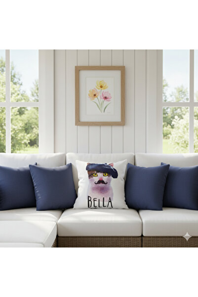 Bc Home Bella Evcil Hayvan Temalı, Kare Kırlent Kılıfı, 43 x 43 cm , 1 Adet, ...