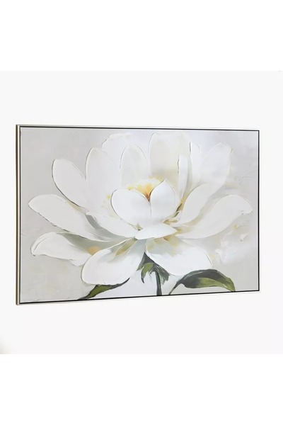 Generic لوحة فنية قماشية لزهرة مرسومة يدويًا بنسبة 60%، مؤطرة بألوان زاهية، مع حامل خشبي متين - 80×120 سم