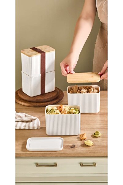 origa 2-Layer Storage Container Set with Bamboo Lid (2X1 Lt)