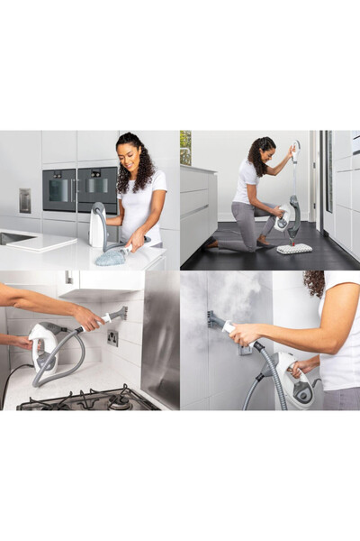 Shark Aparat de curățat cu abur S6005EU, 1200W, 0.5l, 2 moduri, Klick'n Flip, jet de abur, lavetă anti-murdărie, alb/gri