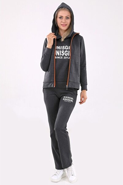 Sacrosa Günlük Kışlık Rahat Üçlü Tarz Kadın Eşofman Takımı