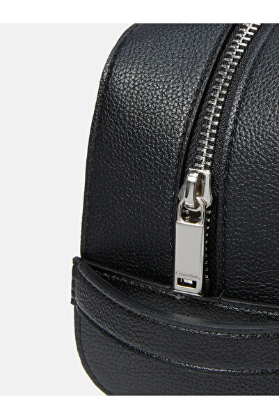 Calvin Klein Men Black Casual Zip Through Micropebble Washbag