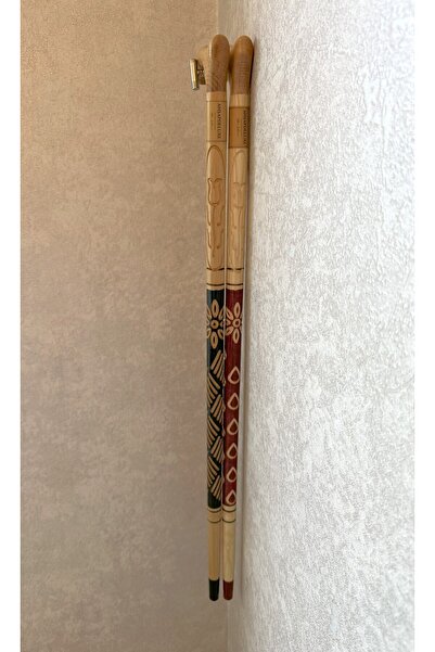 Ahşapdeluxe Desenli Ahşap Baston İkili Set Stick
