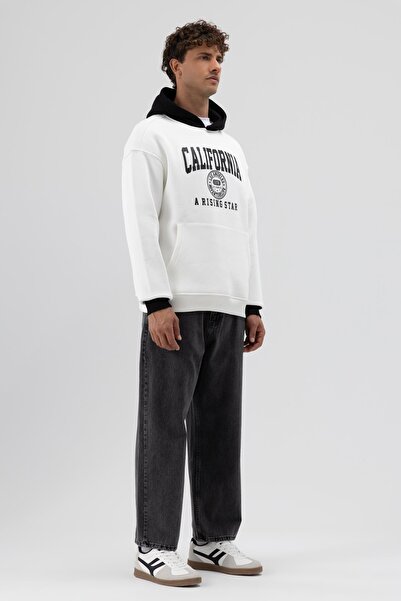 VAMOSCLO Двоколірний принт Oversize Sweatshirt Екрю