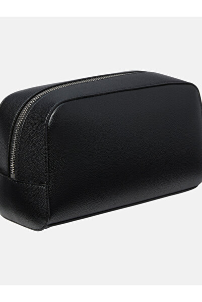Calvin Klein Men Black Casual Zip Through Micropebble Washbag