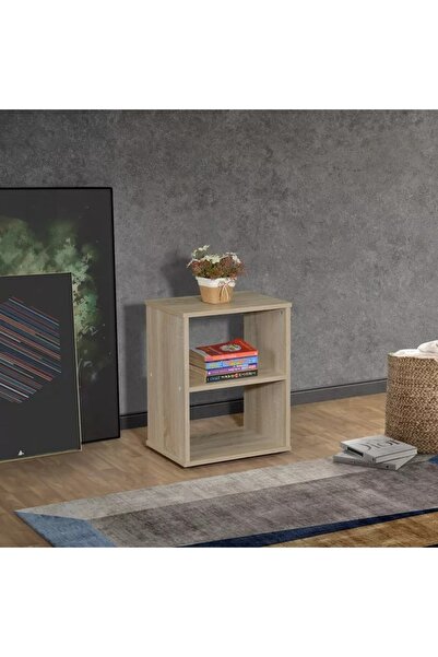 Generic Olive wood side table with open shelves