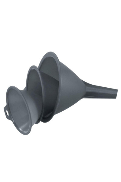 FACKELMANN Set of 3 funnels 42700, 8, 9, 11 cm, Hanging hook, Gray