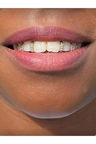 La Saade Y2k Grunge Gold Taşlı Tooth Gem Diş Grillz Aksesuar