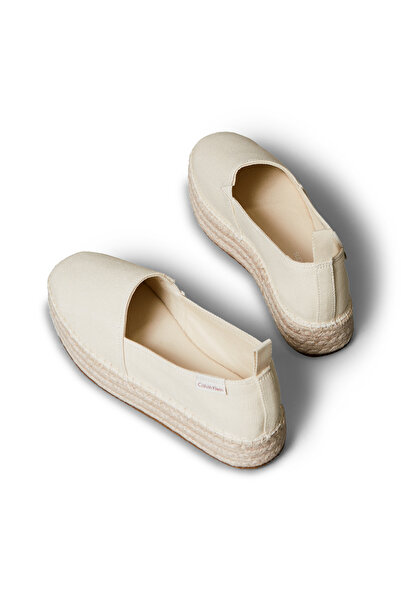 Calvin Klein Women Pistachio Canvas Slip-On Platform Espadrilles