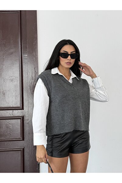 NOA LİNE Oversize V-Neck Knit Sweater