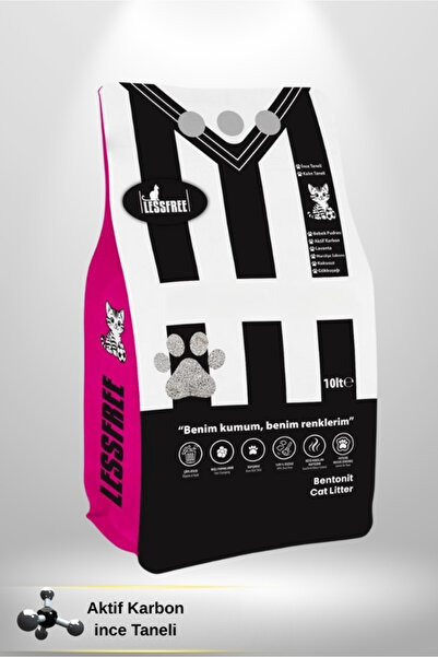 LESS FREE Cat Litter Aktif Karbon 10 Litre Kedi Kumu (Siyah Beyaz Ambalaj)