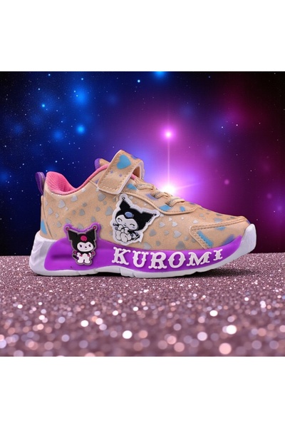 JOJO KIDS Girl's Light-Up Kuromi Leather Sneakers, Velcro and Ultra-Lightweight Sneaker