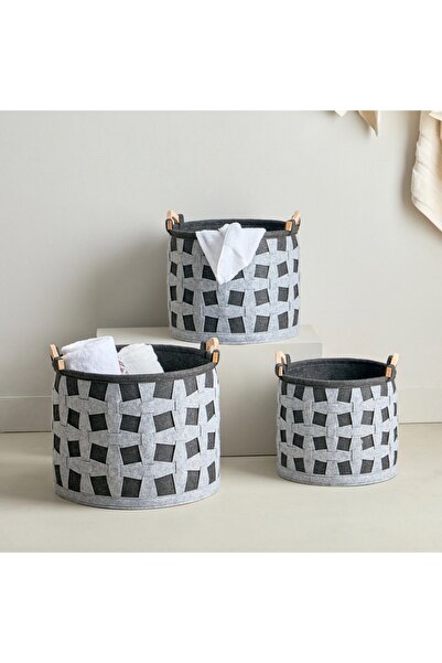 Generic 3-Piece Round Felt Basket Set