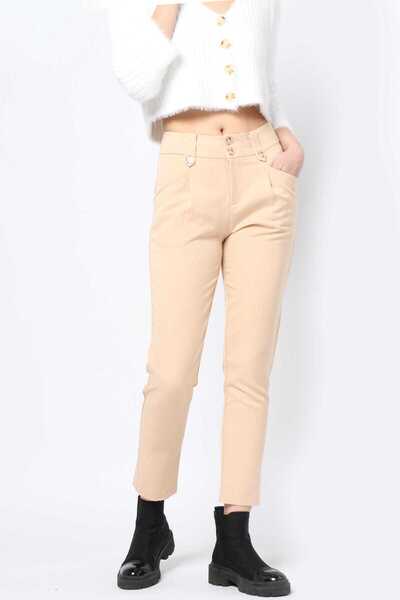 Kitschen Solid Button-Front Pants