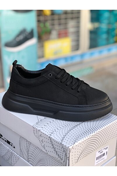 PUNTO Erkek Nubuk Deri Poli Taban casual Ayakkabı Siyah
