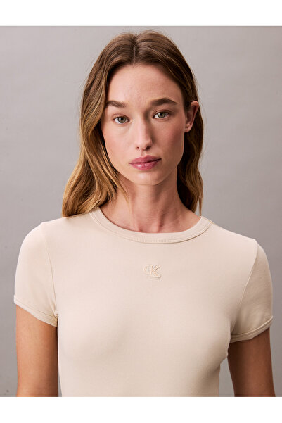 Calvin Klein Women Fog Short Sleeve Cotton Contour Mini Dress