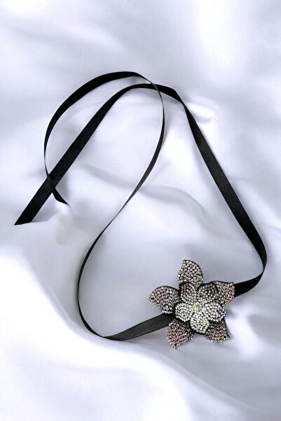 PETEK AKSESUAR PARLAK TAŞLI ÇİÇEK CHOKER KOLYE