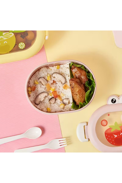 Dörtel Tedarik Cartoon Lunch Box, Portable 2 Compartment Storage Container for Teenagers and Children at School