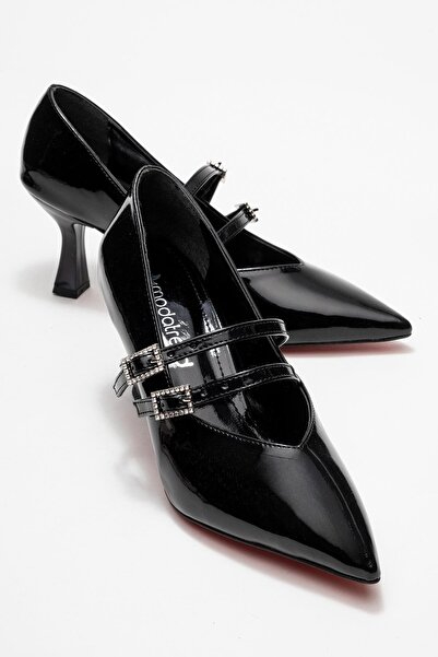 CCWAY AYAKKABI Women's Mesh Front and Back Open Heel Sandals Black Patent Leather