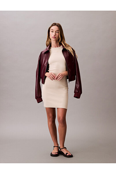 Calvin Klein Women Fog Short Sleeve Cotton Contour Mini Dress