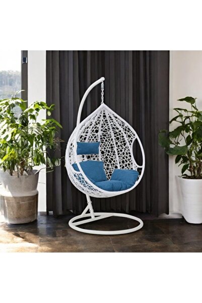 Crestj أرجوحة مع وسائد من الألياف من Ann Zone، كرسي هزاز عصري مع وسائد زرقاء ...